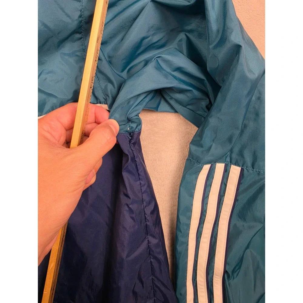 Vintage Adidas Windbreaker Jacket Mens M Blue Green Colorblock Anorak Pullover